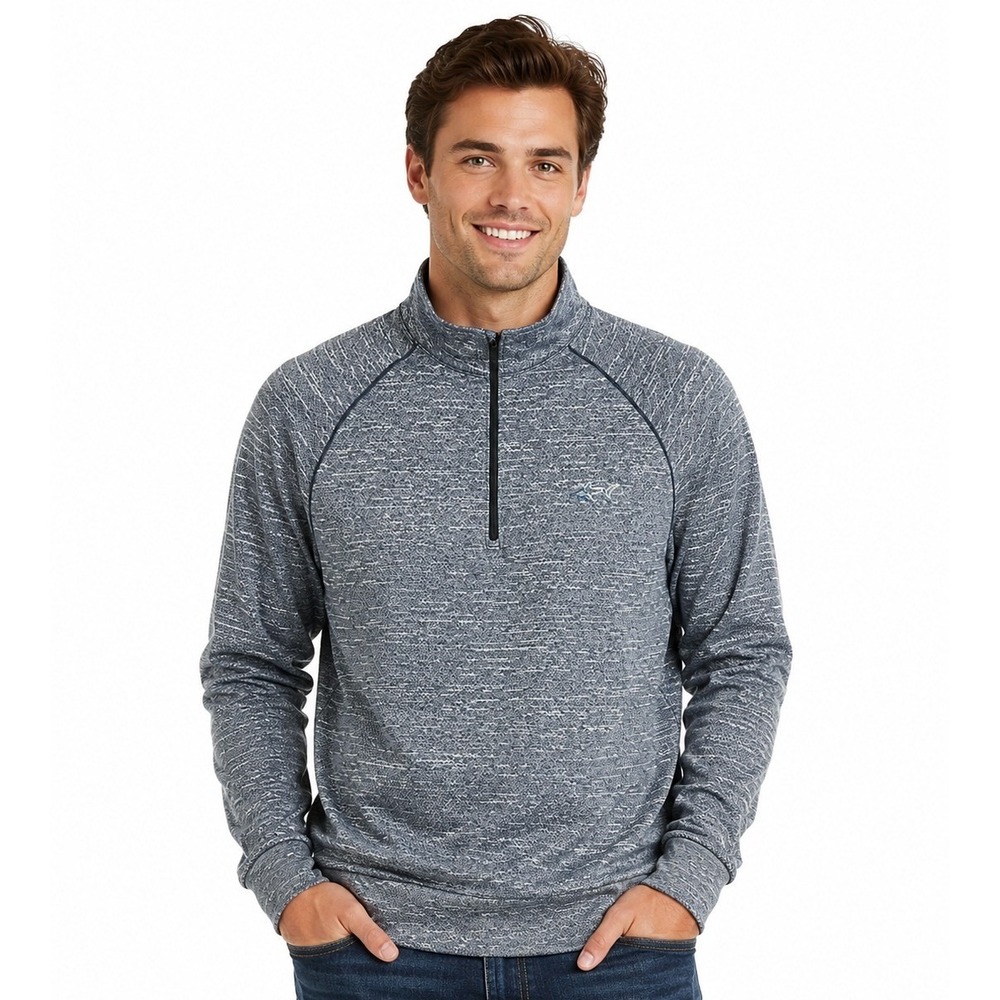 Greg Norman Quarter Zip‎ Pullover Mens Medium Blue Space Dye Golf Athletic Shirt